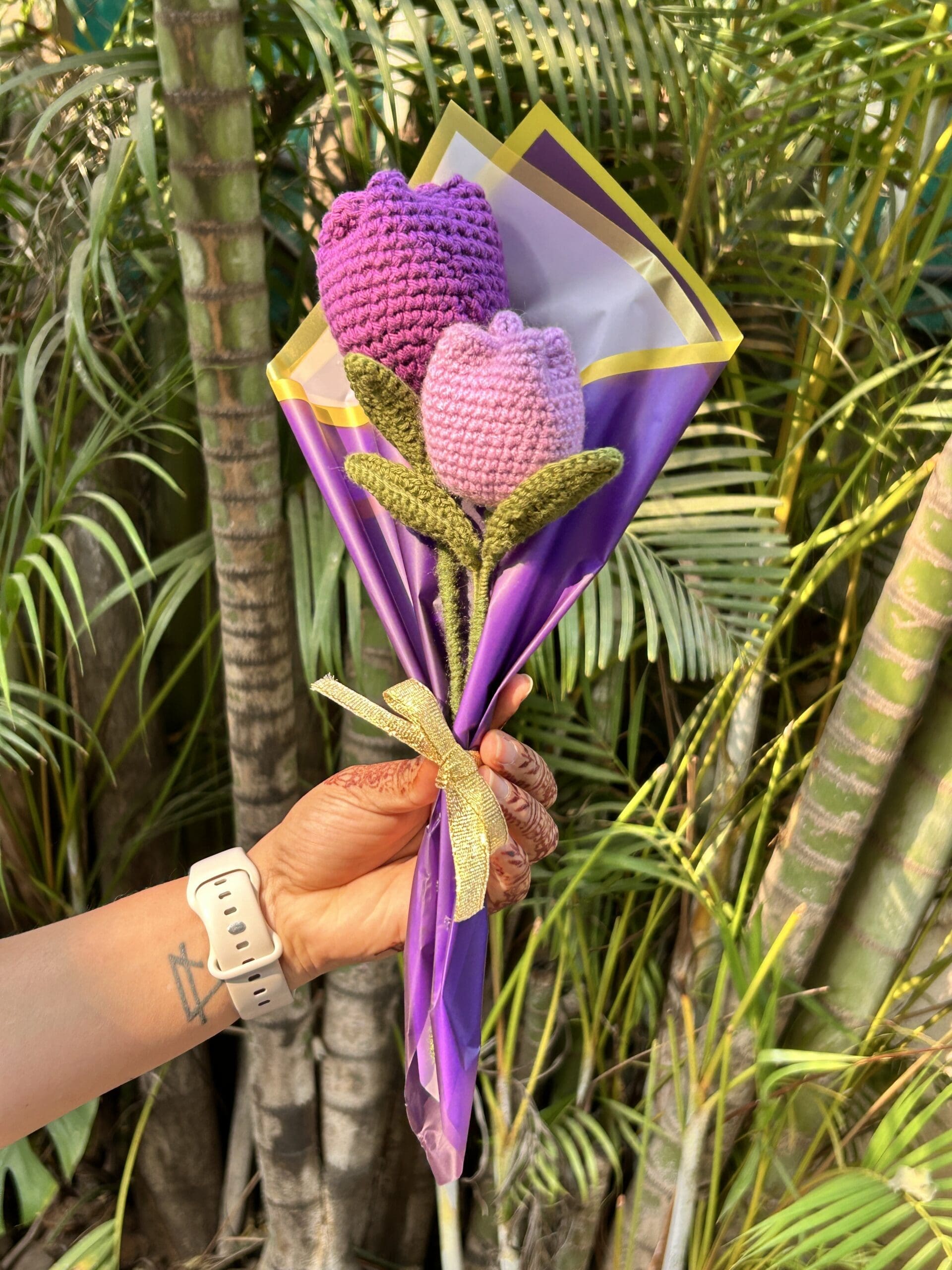 Handcrafted Crochet Double Tulip Bouquet - 1