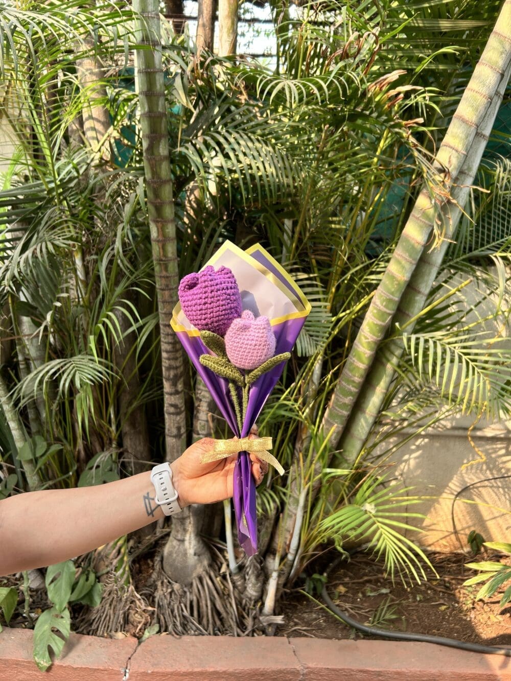 Handcrafted Crochet Double Tulip Bouquet