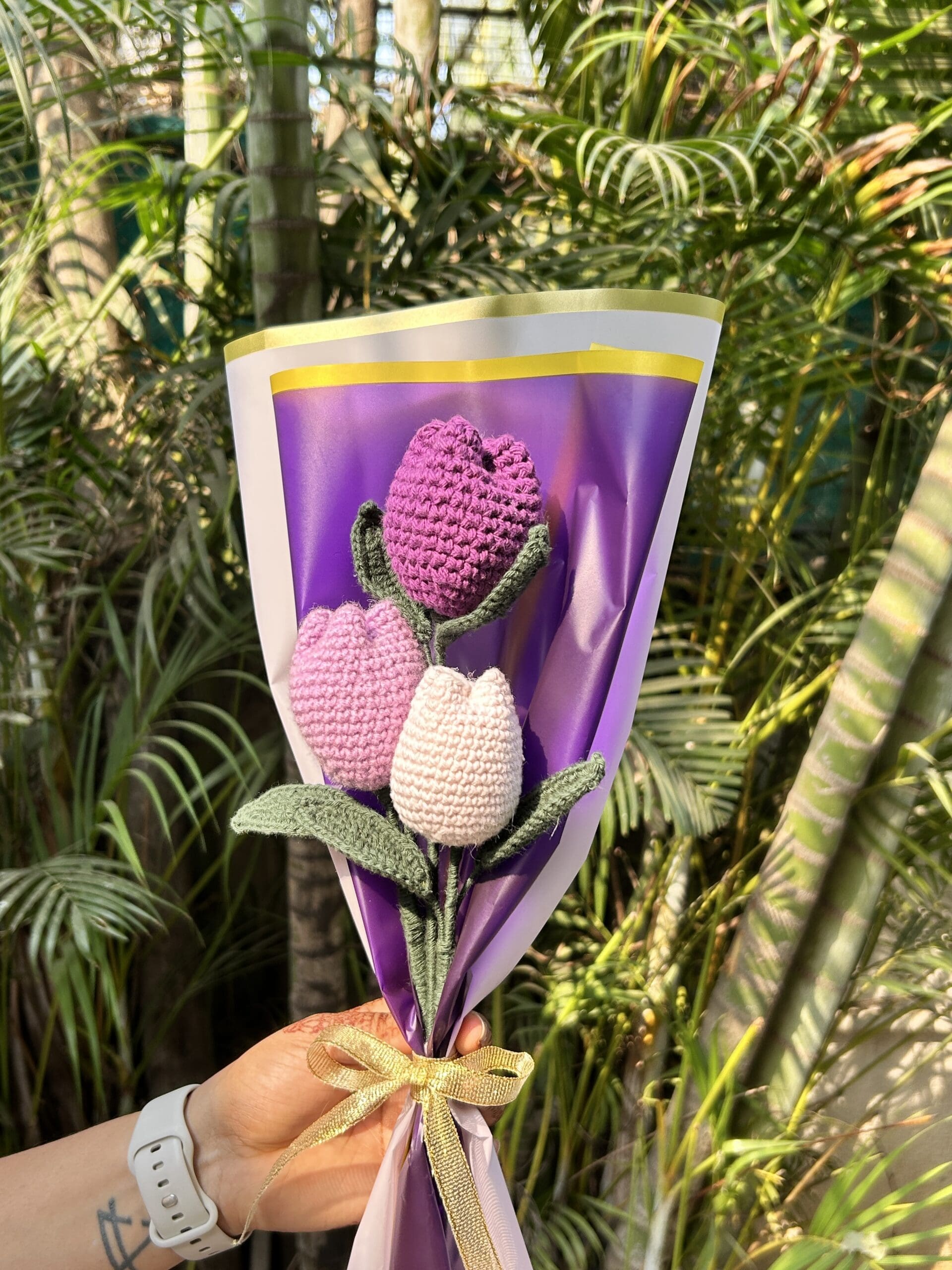 Handcrafted Crochet Trio Tulip Bouquet - 1