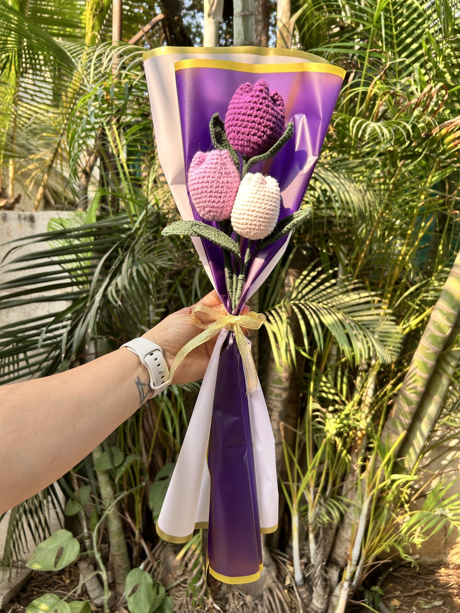 Handcrafted Crochet Trio Tulip Bouquet - 3