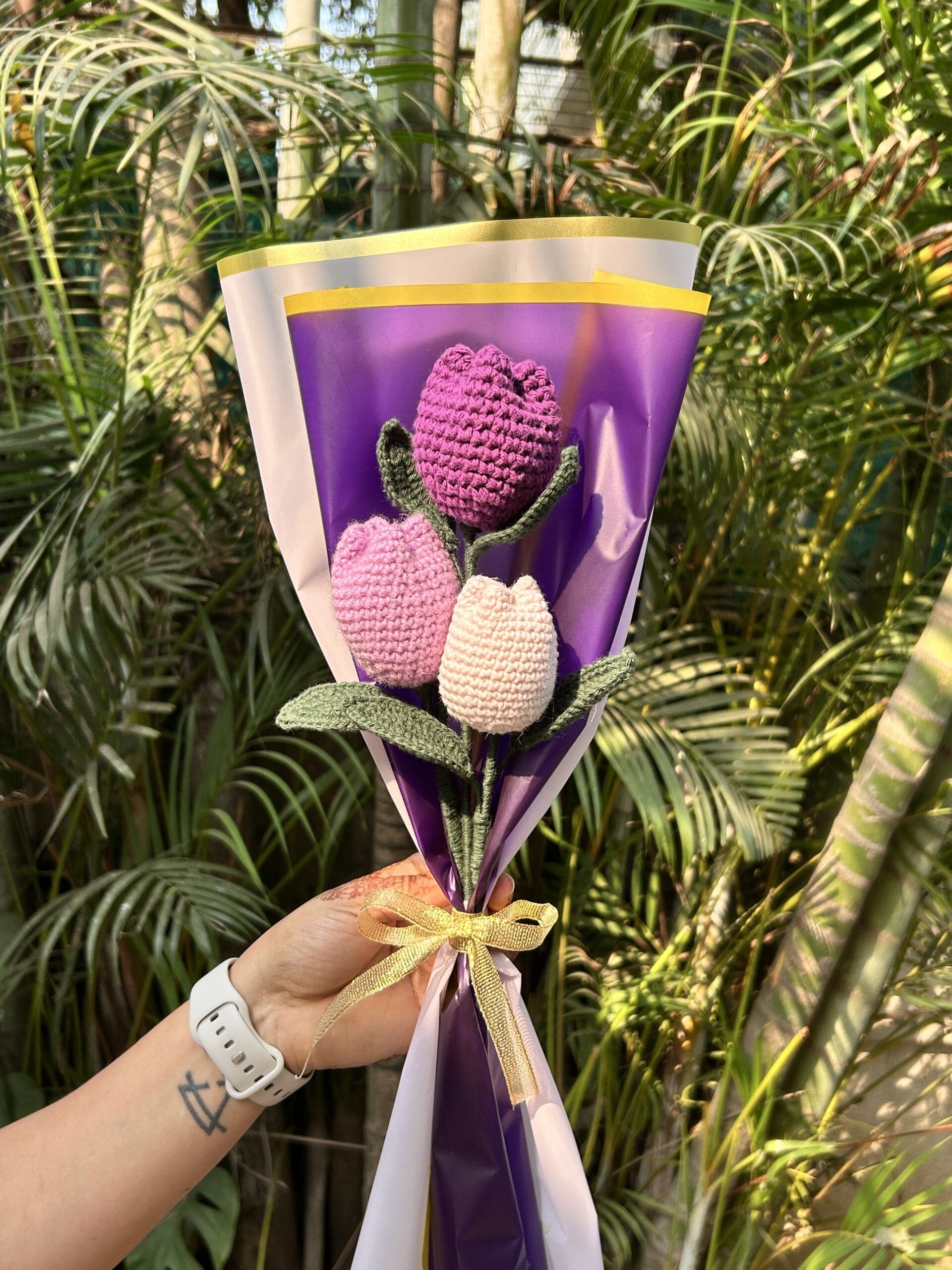 Handcrafted Crochet Trio Tulip Bouquet - 4