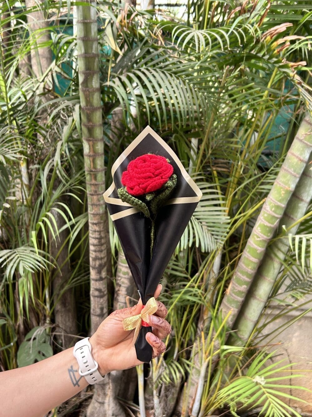 Handcrafted Crochet Single Rose Bouquet