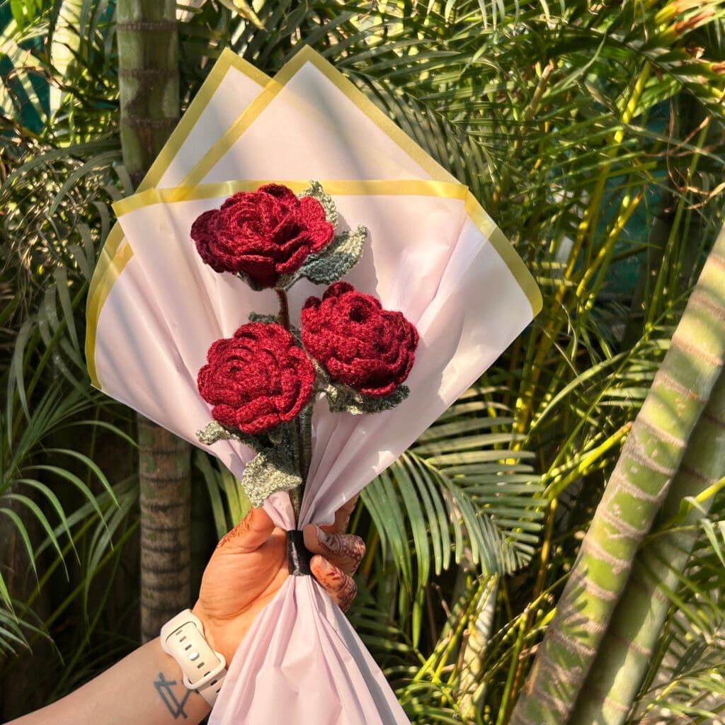 Picture of Handcrafted-Crochet-Trio-Rose-Bouquet